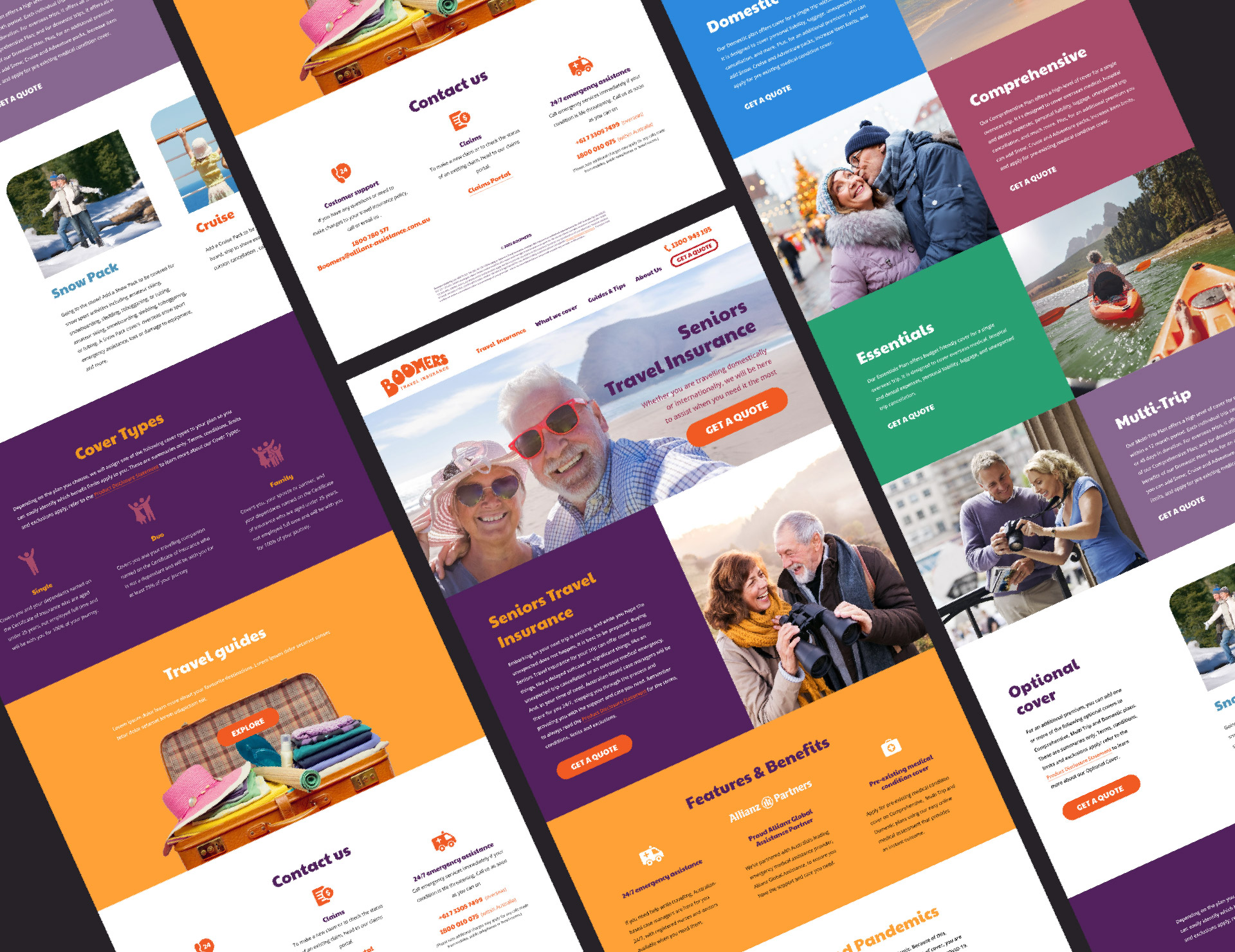 Different screens of the software