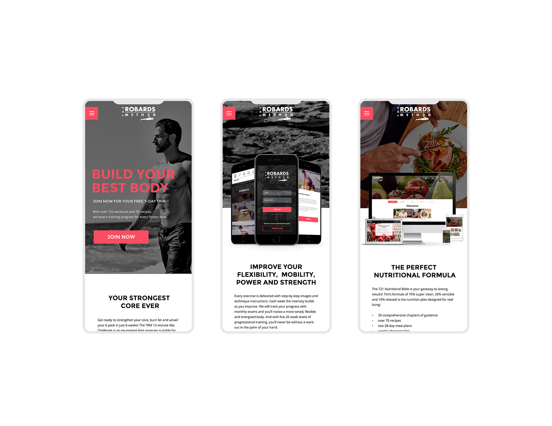 Mobile view of some pages