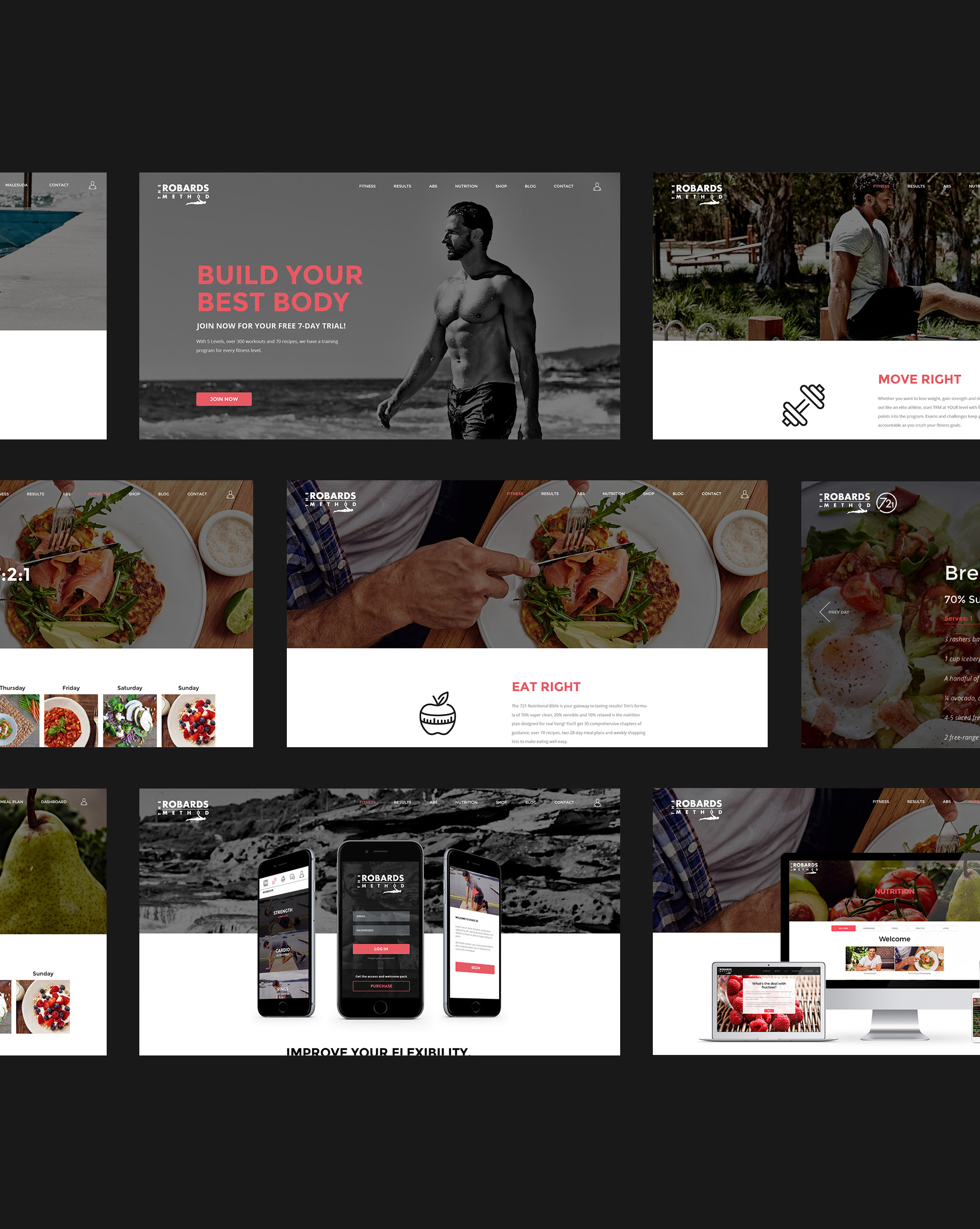 Image showing different pages of the website